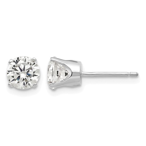 14K White Gold 5.5mm Round CZ Stud Earrings