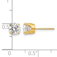 14K 5.75mm Yellow Gold Round CZ Stud Earrings view 4