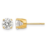 14K 5.75mm Yellow Gold Round CZ Stud Earrings view 1