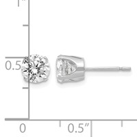 14K White Gold 5.75mm Round CZ Stud Earrings view 4