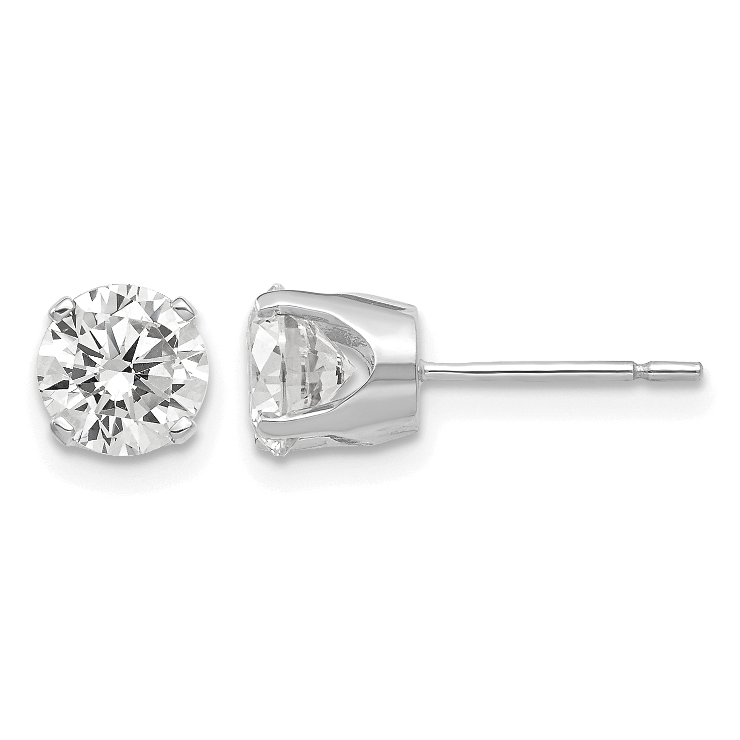14k White Gold 5.75mm CZ stud earrings (XD12WCZ)