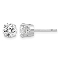 14K White Gold 5.75mm Round CZ Stud Earrings view 1