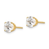 14K 6.5mm Yellow Gold Round CZ Stud Earrings view 2