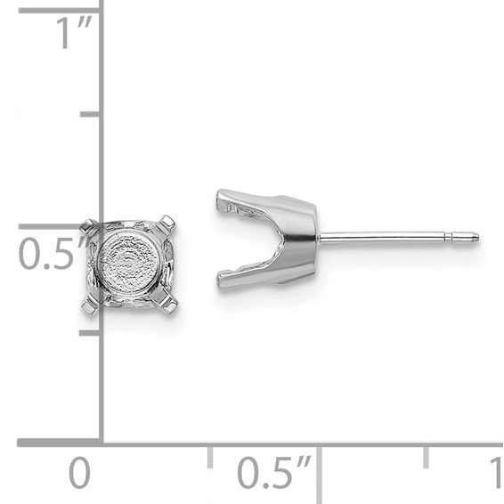 14k White Gold 6.5mm Round Stud Earring Mounting w/backs