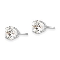 14K White Gold 6.5mm Round CZ Stud Earrings view 2