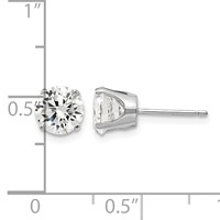 14K White Gold 6.5mm Round CZ Stud Earrings view 4