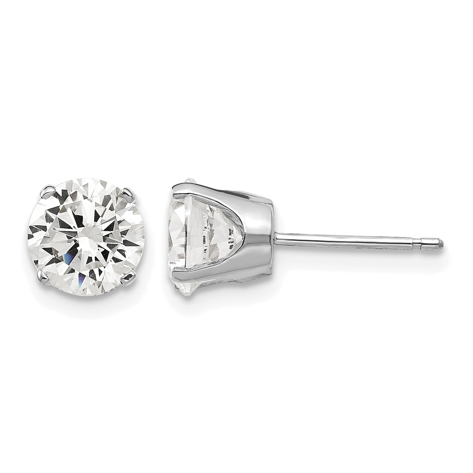 14k White Gold 6.5mm CZ stud earrings (XD13WCZ)