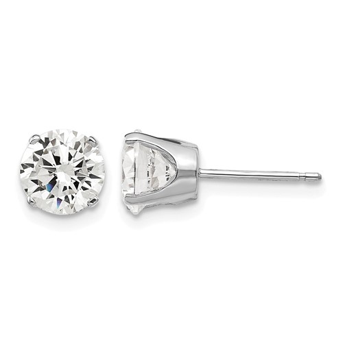 14K White Gold 6.5mm Round CZ Stud Earrings