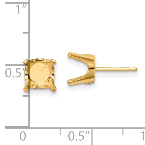 14k 8mm Round Stud Earring Mounting w/backs