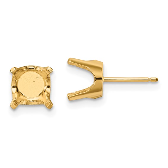 14k 8mm Round Stud Earring Mounting w/backs