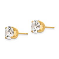 14K 8mm Round CZ Stud Earrings view 2