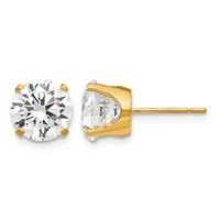 14K 8mm Round CZ Stud Earrings view 1