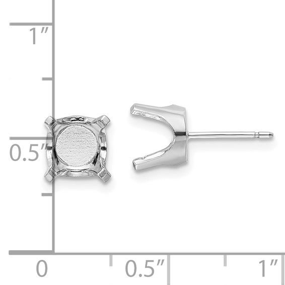 14k White Gold 8mm Round Stud Earring Mounting w/backs