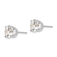 14K White Gold 8mm Round CZ Stud Earrings view 2