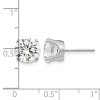 14K White Gold 8mm Round CZ Stud Earrings view 4