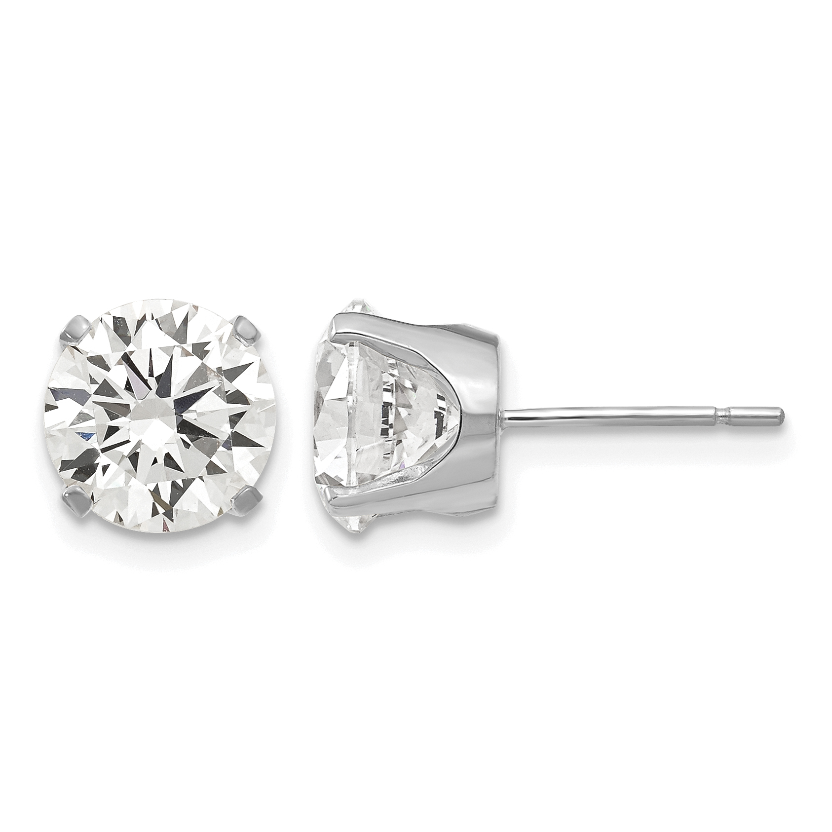 14k White Gold 8mm CZ stud earrings (XD14WCZ)