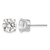 14K White Gold 8mm Round CZ Stud Earrings view 1