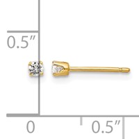 14K 2.25mm Yellow Gold Round CZ Stud Earrings view 4