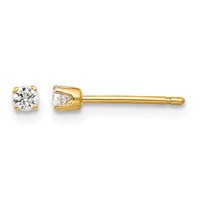 14K 2.25mm Yellow Gold Round CZ Stud Earrings view 1