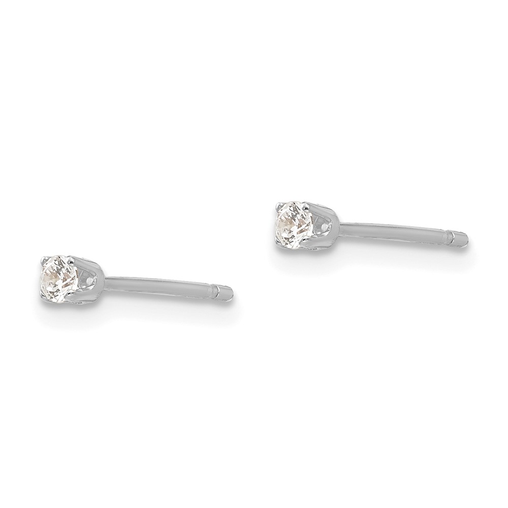 14k White Gold 2.25mm CZ stud earrings (XD1WCZ)