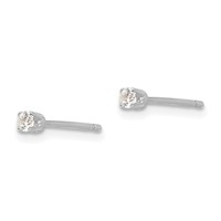 14K White Gold 2.25mm Round CZ Stud Earrings view 2
