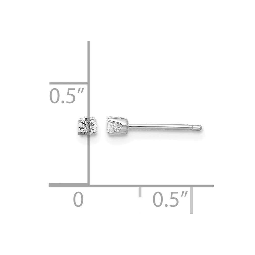 14k White Gold 2.25mm CZ stud earrings (XD1WCZ)