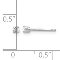 14K White Gold 2.25mm Round CZ Stud Earrings view 4
