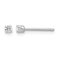 14K White Gold 2.25mm Round CZ Stud Earrings view 1