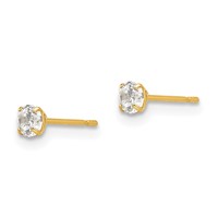 14K 3mm Yellow Gold Round CZ Post Earrings view 2