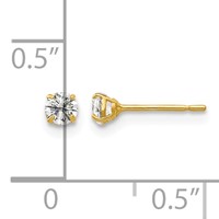 14K 3mm Yellow Gold Round CZ Post Earrings view 4