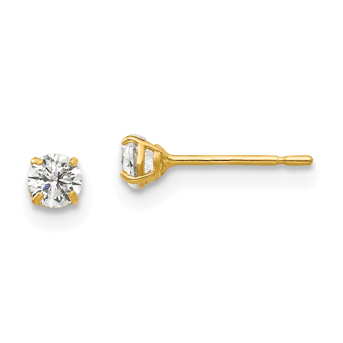 14k 3mm Round CZ Post Earrings (XD26CZ)