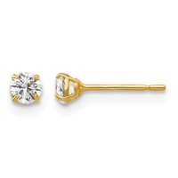 14K 3mm Yellow Gold Round CZ Post Earrings view 1