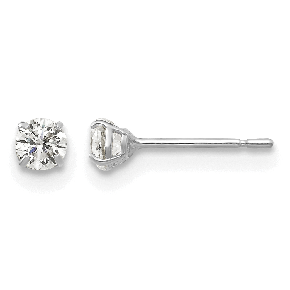 14k White Gold 3mm Round CZ Post Earrings (XD26WCZ)