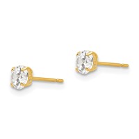14K 4mm Yellow Gold Round CZ Post Earrings view 2