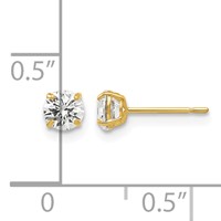 14K 4mm Yellow Gold Round CZ Post Earrings view 4