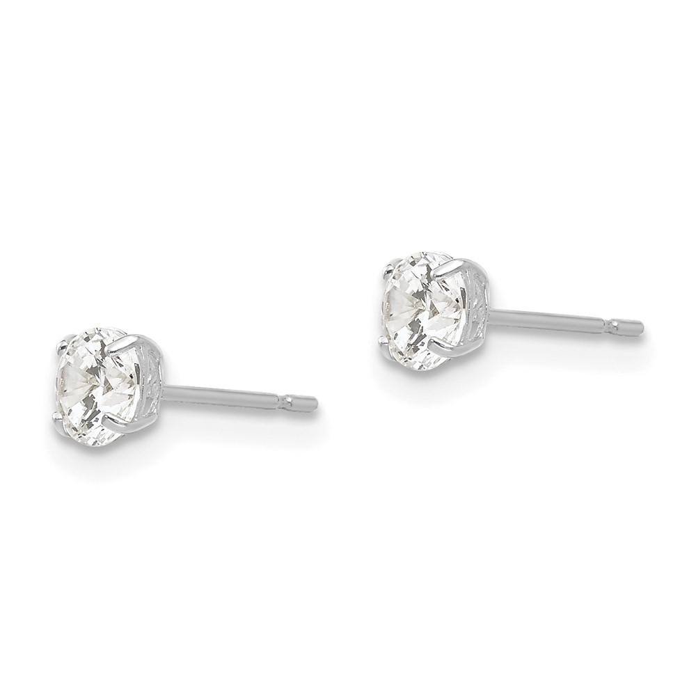 14k White Gold 4mm Round CZ Post Earrings (XD27WCZ)