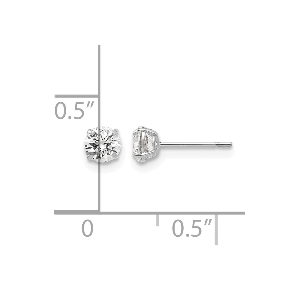 14k White Gold 4mm Round CZ Post Earrings (XD27WCZ)