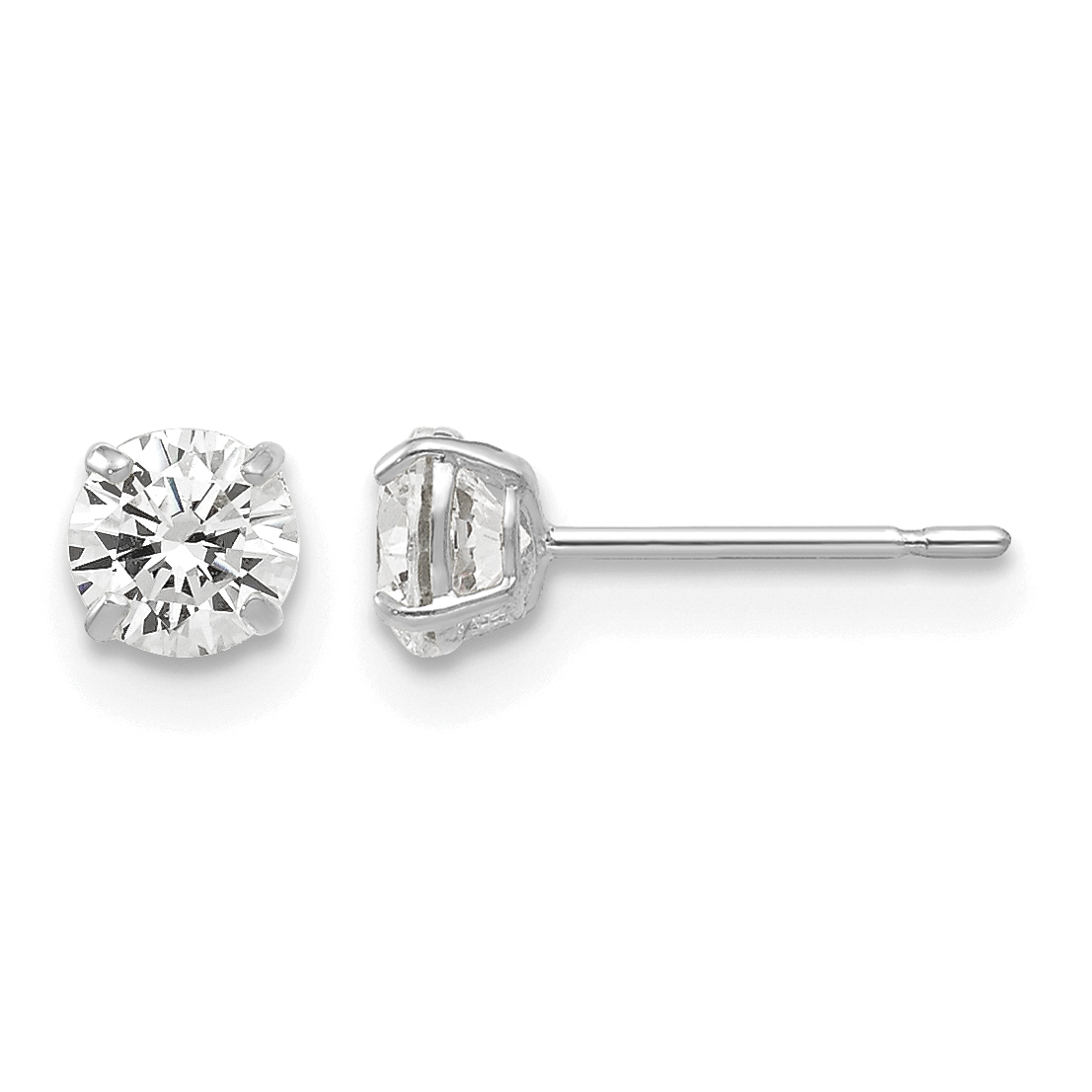 14k White Gold 4mm Round CZ Post Earrings (XD27WCZ)