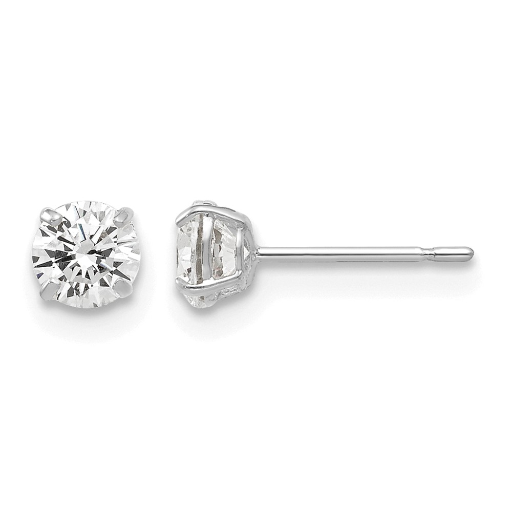 14k White Gold 4mm Round CZ Post Earrings (XD27WCZ)