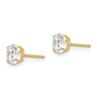 14K 5mm Yellow Gold Round CZ Post Earrings view 2