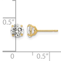 14K 5mm Yellow Gold Round CZ Post Earrings view 4