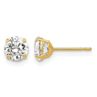 14K 5mm Yellow Gold Round CZ Post Earrings view 1