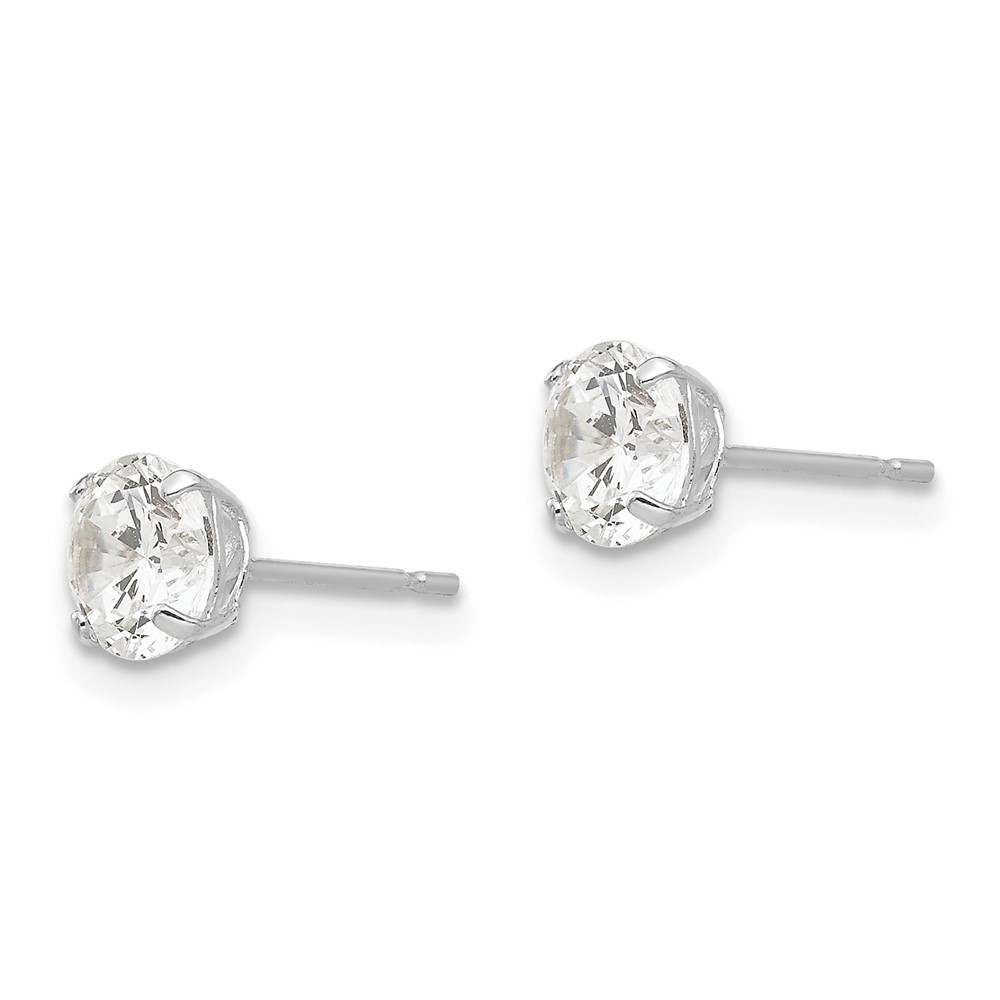 14k White Gold 5mm Round CZ Post Earrings (XD28WCZ)