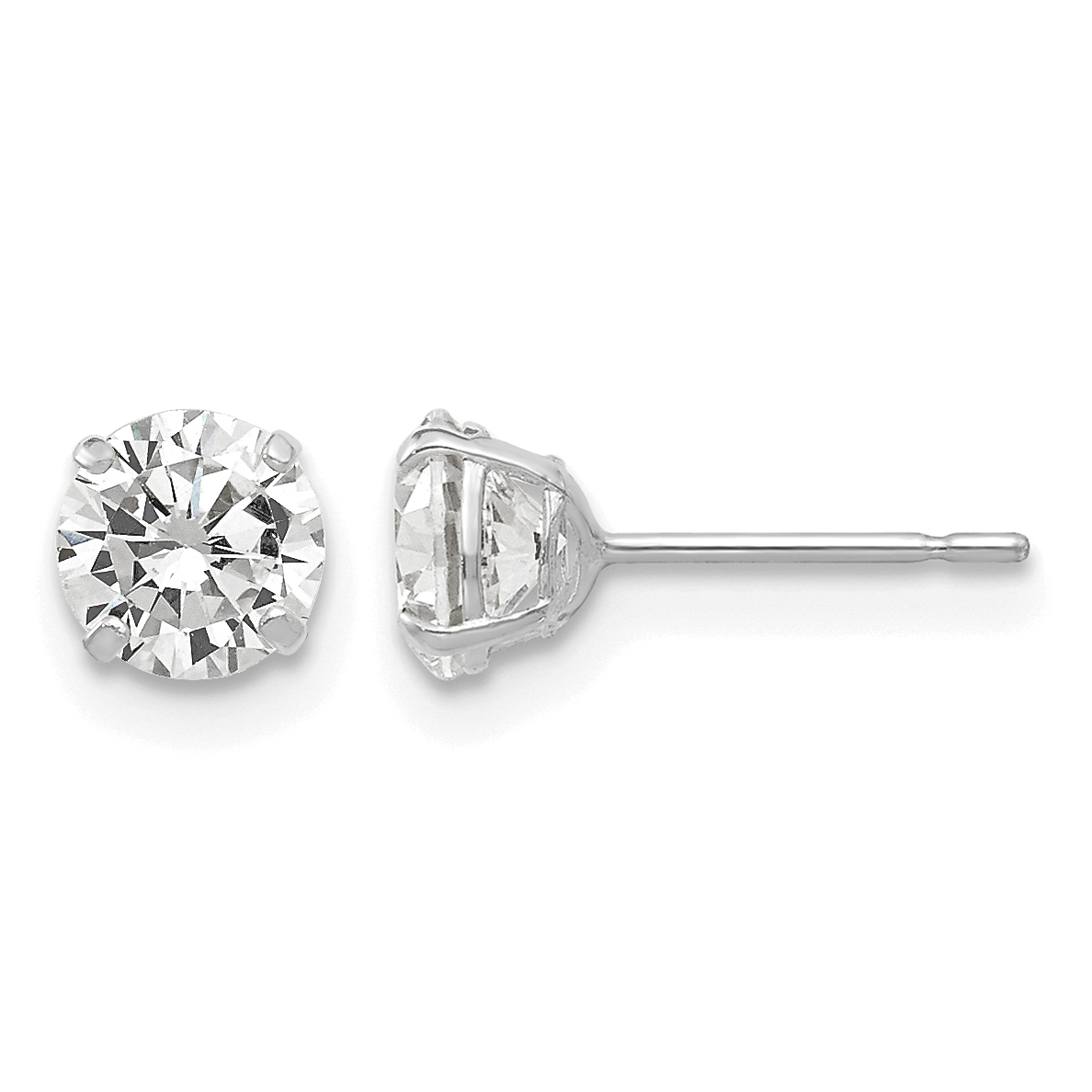 14k White Gold 5mm Round CZ Post Earrings (XD28WCZ)