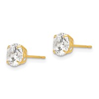 14K 6mm Yellow Gold Round CZ Post Earrings view 2