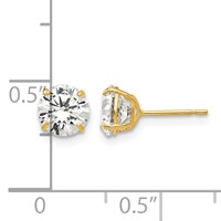 14K 6mm Yellow Gold Round CZ Post Earrings view 4