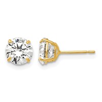 14K 6mm Yellow Gold Round CZ Post Earrings view 1