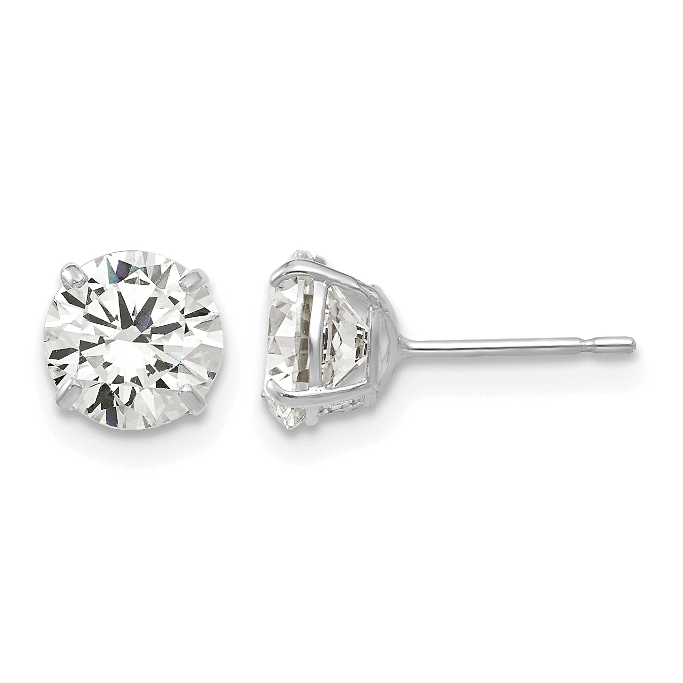 14k White Gold 6mm Round CZ Post Earrings (XD29WCZ)