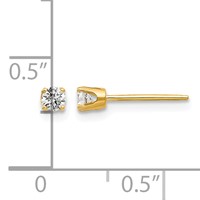 14K 2.75mm Round CZ Stud Earrings view 4