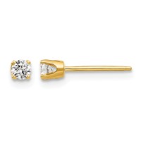 14K 2.75mm Round CZ Stud Earrings view 1